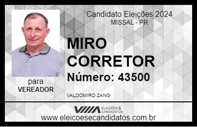 Candidato MIRO CORRETOR 2024 - MISSAL - Eleições