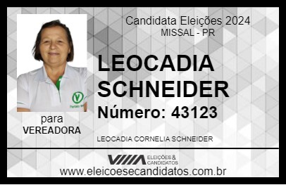 Candidato LEOCADIA SCHNEIDER 2024 - MISSAL - Eleições