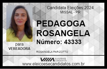 Candidato PEDAGOGA ROSANGELA 2024 - MISSAL - Eleições