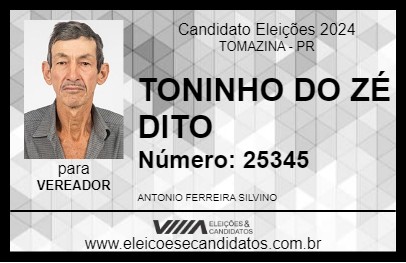 Candidato TONINHO DO ZÉ DITO 2024 - TOMAZINA - Eleições