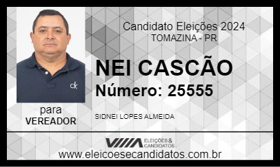 Candidato NEI CASCÃO 2024 - TOMAZINA - Eleições