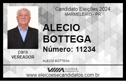 Candidato ALECIO BOTTEGA 2024 - MARMELEIRO - Eleições