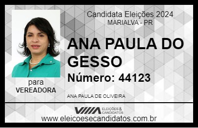 Candidato ANA PAULA DO GESSO 2024 - MARIALVA - Eleições