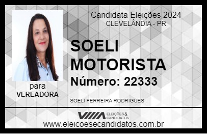 Candidato SOELI MOTORISTA 2024 - CLEVELÂNDIA - Eleições