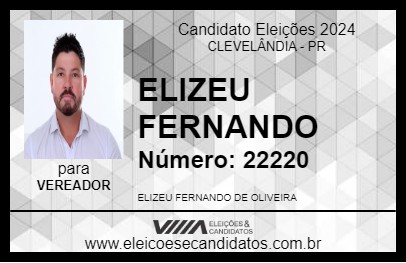 Candidato ELIZEU FERNANDO 2024 - CLEVELÂNDIA - Eleições