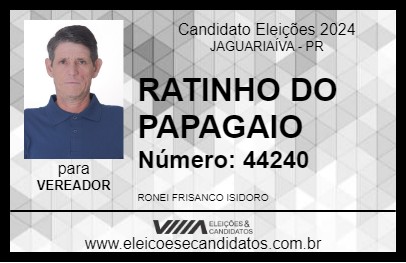 Candidato RATINHO DO PAPAGAIO 2024 - JAGUARIAÍVA - Eleições