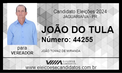 Candidato JOÃO DO TULA 2024 - JAGUARIAÍVA - Eleições