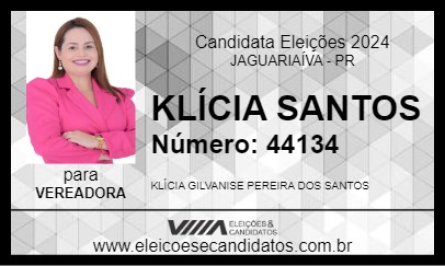 Candidato KLÍCIA SANTOS 2024 - JAGUARIAÍVA - Eleições