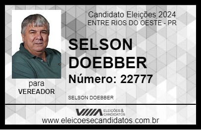 Candidato SELSON DOEBBER 2024 - ENTRE RIOS DO OESTE - Eleições