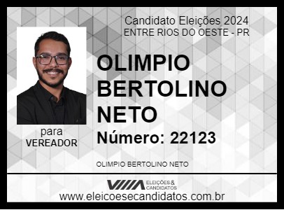 Candidato OLIMPIO BERTOLINO NETO 2024 - ENTRE RIOS DO OESTE - Eleições