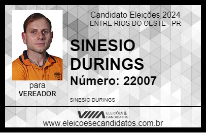 Candidato SINESIO DURINGS 2024 - ENTRE RIOS DO OESTE - Eleições