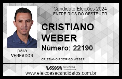 Candidato CRISTIANO WEBER 2024 - ENTRE RIOS DO OESTE - Eleições