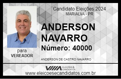 Candidato ANDERSON NAVARRO 2024 - MARIALVA - Eleições