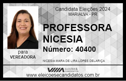 Candidato PROFESSORA NICESIA 2024 - MARIALVA - Eleições