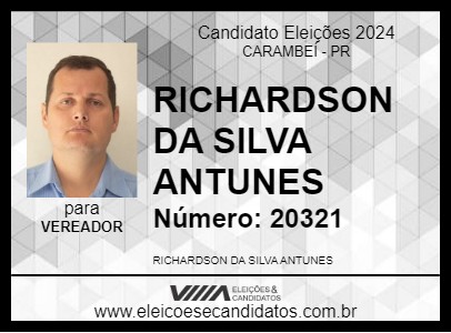 Candidato RICHARDSON DA SILVA ANTUNES 2024 - CARAMBEÍ - Eleições