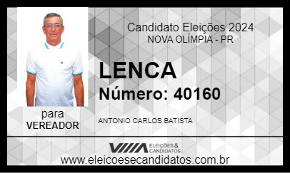 Candidato LENCA 2024 - NOVA OLÍMPIA - Eleições