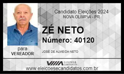 Candidato ZÉ NETO 2024 - NOVA OLÍMPIA - Eleições