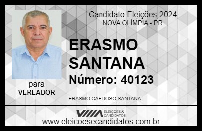 Candidato ERASMO SANTANA 2024 - NOVA OLÍMPIA - Eleições