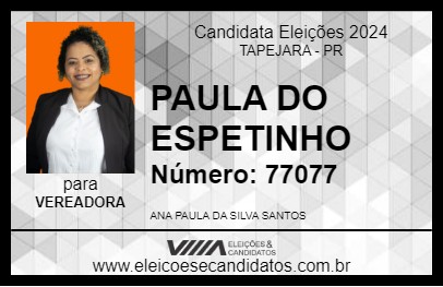 Candidato PAULA DO ESPETINHO 2024 - TAPEJARA - Eleições