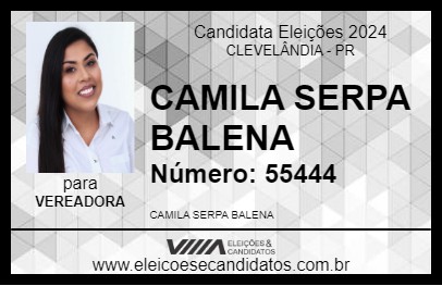 Candidato CAMILA SERPA 2024 - CLEVELÂNDIA - Eleições