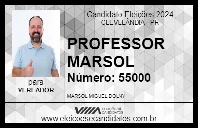 Candidato PROFESSOR MARSOL 2024 - CLEVELÂNDIA - Eleições