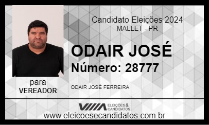 Candidato ODAIR JOSÉ 2024 - MALLET - Eleições