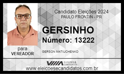 Candidato GERSON MATIUCHENKO 2024 - PAULO FRONTIN - Eleições