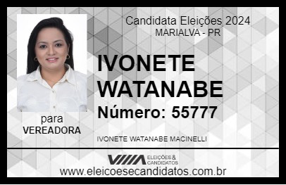 Candidato IVONETE WATANABE 2024 - MARIALVA - Eleições