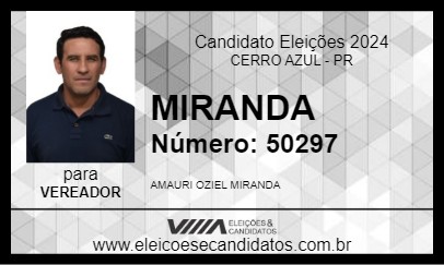 Candidato MIRANDA 2024 - CERRO AZUL - Eleições