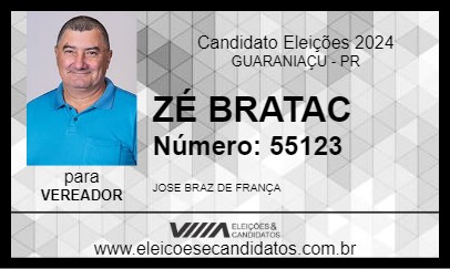 Candidato ZÉ BRATAC 2024 - GUARANIAÇU - Eleições