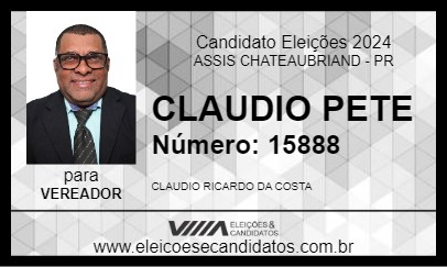 Candidato CLAUDIO PETE 2024 - ASSIS CHATEAUBRIAND - Eleições