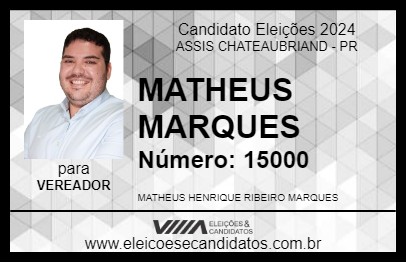 Candidato MATHEUS MARQUES 2024 - ASSIS CHATEAUBRIAND - Eleições