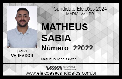 Candidato MATHEUS SABIA 2024 - MARIALVA - Eleições