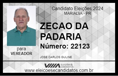 Candidato ZECAO DA PADARIA 2024 - MARIALVA - Eleições