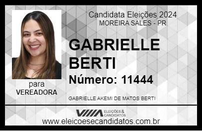 Candidato GABRIELLE BERTI 2024 - MOREIRA SALES - Eleições