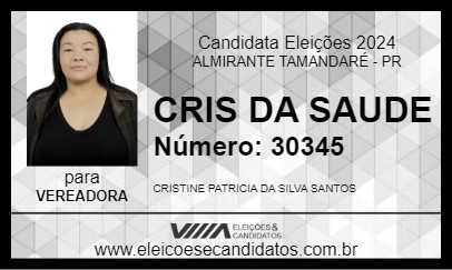 Candidato CRIS DA SAUDE 2024 - ALMIRANTE TAMANDARÉ - Eleições