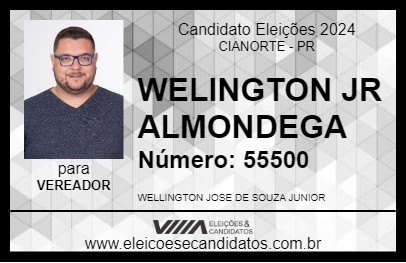 Candidato WELINGTON JR ALMONDEGA 2024 - CIANORTE - Eleições