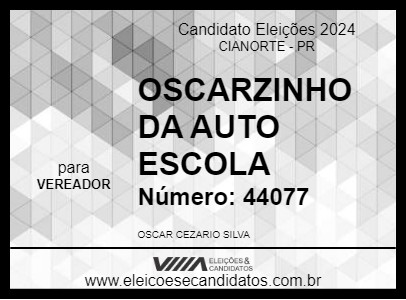 Candidato OSCARZINHO DA AUTO ESCOLA 2024 - CIANORTE - Eleições