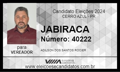 Candidato JABIRACA 2024 - CERRO AZUL - Eleições