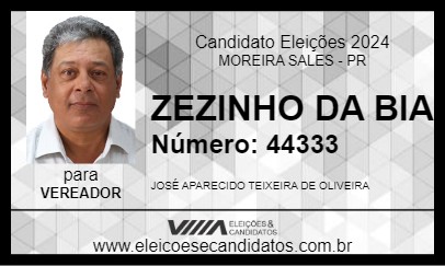 Candidato ZEZINHO DA BIA 2024 - MOREIRA SALES - Eleições