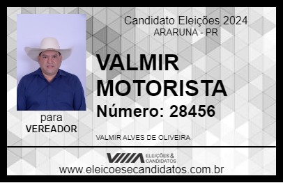 Candidato VALMIR MOTORISTA 2024 - ARARUNA - Eleições