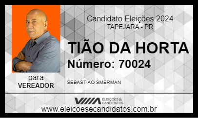 Candidato TIÃO DA HORTA 2024 - TAPEJARA - Eleições