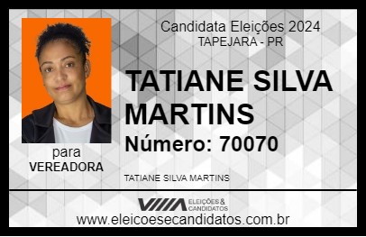 Candidato TATIANE SILVA MARTINS 2024 - TAPEJARA - Eleições