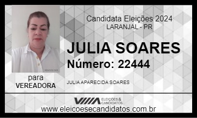 Candidato JULIA SOARES 2024 - LARANJAL - Eleições