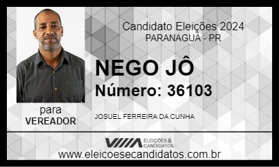 Candidato NEGO JÔ 2024 - PARANAGUÁ - Eleições