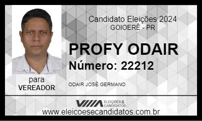 Candidato PROFY ODAIR 2024 - GOIOERÊ - Eleições