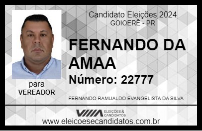 Candidato FERNANDO DA AMAA 2024 - GOIOERÊ - Eleições