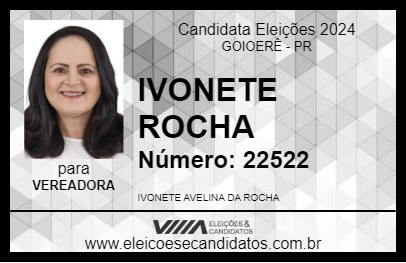 Candidato IVONETE ROCHA 2024 - GOIOERÊ - Eleições