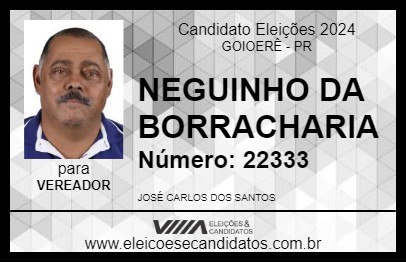 Candidato NEGUINHO DA BORRACHARIA 2024 - GOIOERÊ - Eleições