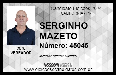 Candidato SERGINHO MAZETO 2024 - CALIFÓRNIA - Eleições